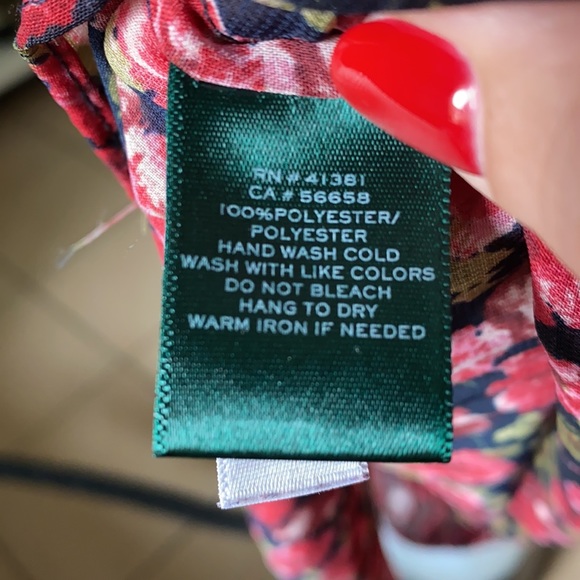 Ralph Lauren Blouse Floral Full Sleeve Tie Collar - Picture 5 of 5